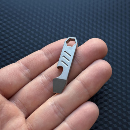 PryBar Titanium Mini with Hex Bit Slot, Pocket Tool, EDC Titanium, bottle opener, Crowbar,Multi tool, Pocket Gear, keychain
