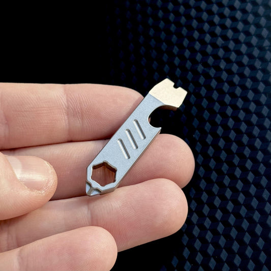 Titanium Mini PryBar with Hex Bit Slot,Screwdriver, Pocket Tool, EDC Titanium, bottle opener, Crowbar,Multi tool, Pocket Gear, keychain