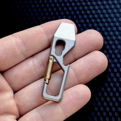 PryBar with Carabiner, Wrench Titanium Mini Pocket Tool, EDC Titanium, bottle opener, Crowbar,Multi tool, Pocket Gear, keychain