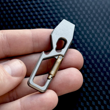 PryBar with Carabiner, Wrench Titanium Mini Pocket Tool, EDC Titanium, bottle opener, Crowbar,Multi tool, Pocket Gear, keychain