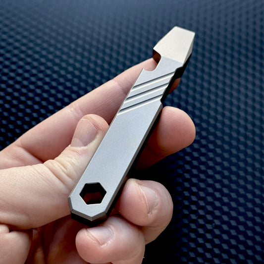 Titanium PryBar with Hex Bit Slot, Pocket Tool, EDC Titanium, Titanium Crowbar,Multi tool Prybar, Pocket Gear, EDC Pocket