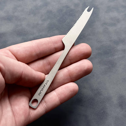 Mini Titanium Knife Fork Combo – Ultralight 2-in-1 Camping Utensil, Compact Travel Tool, Reusable Tableware, EDC Gift for Him or Her