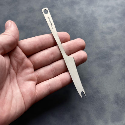 Mini Titanium Knife Fork Combo – Ultralight 2-in-1 Camping Utensil, Compact Travel Tool, Reusable Tableware, EDC Gift for Him or Her