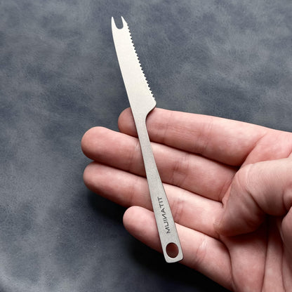 Mini Titanium Knife Fork Combo – Ultralight 2-in-1 Camping Utensil, Compact Travel Tool, Reusable Tableware, EDC Gift for Him or Her